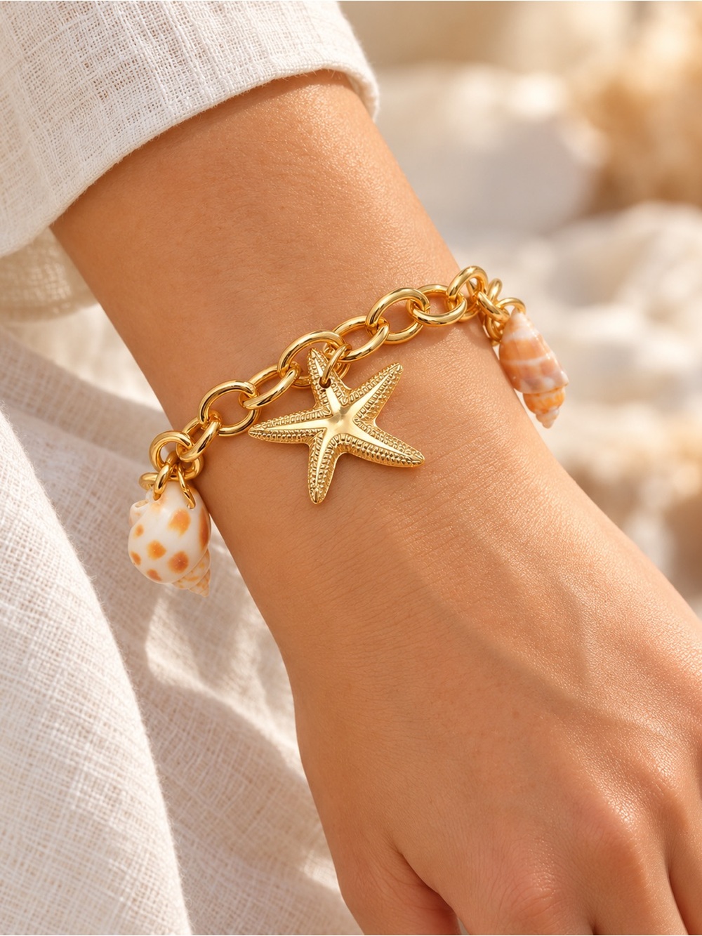 Fashion Ocean Shell Starfish Bracelet.